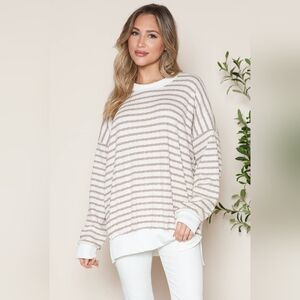 Oversized Striped Lightweight Sweatshirt Top